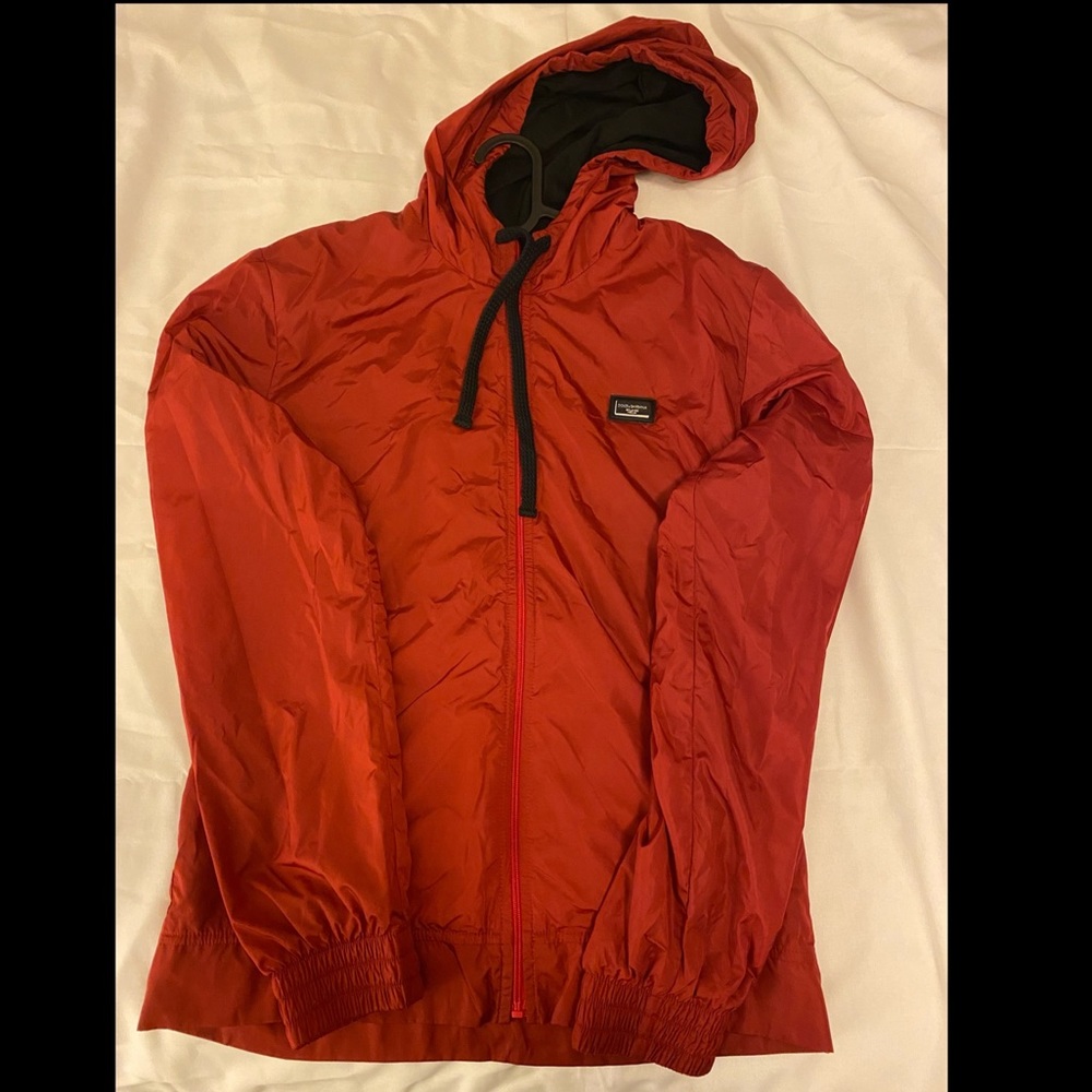 Dolce & Gabbana D&G Red Rain jacket full zip hooded.